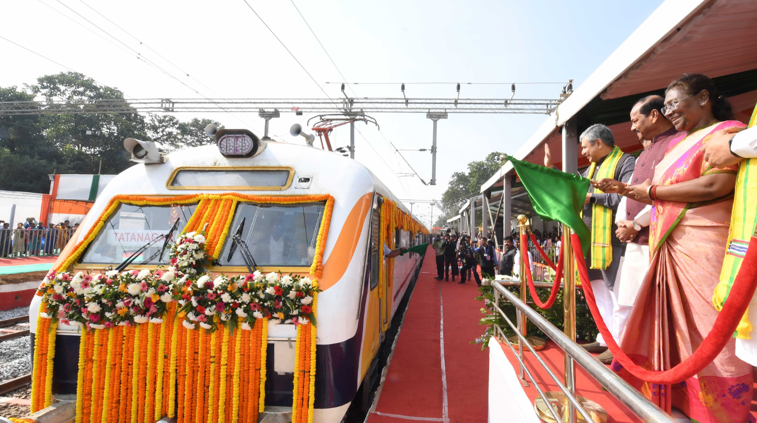 President Draupadi Murmu flaged off 3 new Trains connecting Rairangpur in Odisha with other cities on Tuesday (Nov 21st).