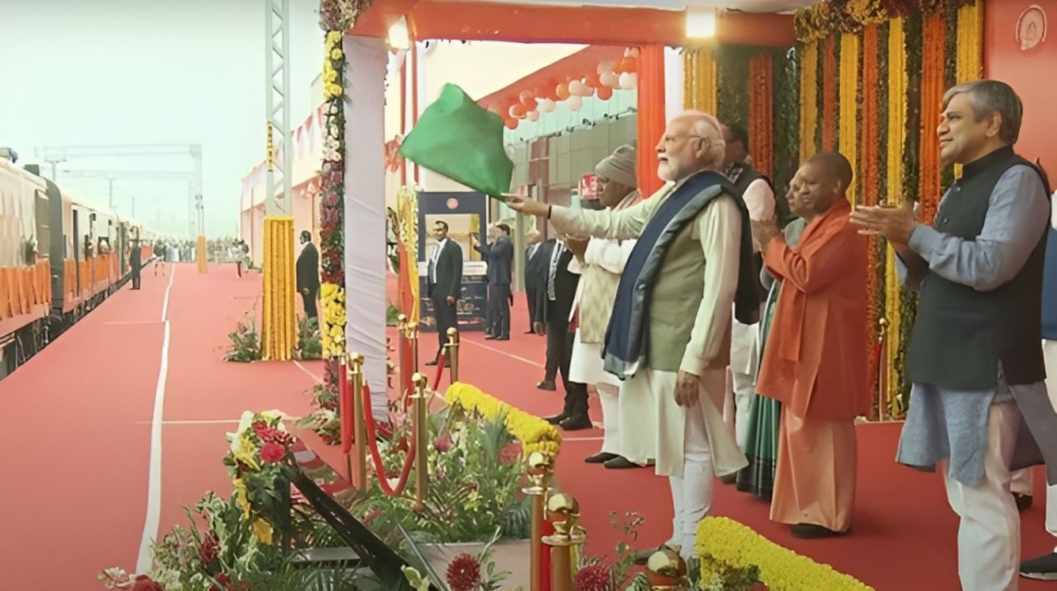 “PM Modi Unveils New Railway Station and Flags Off Trains: A Milestone in India’s Connectivity”